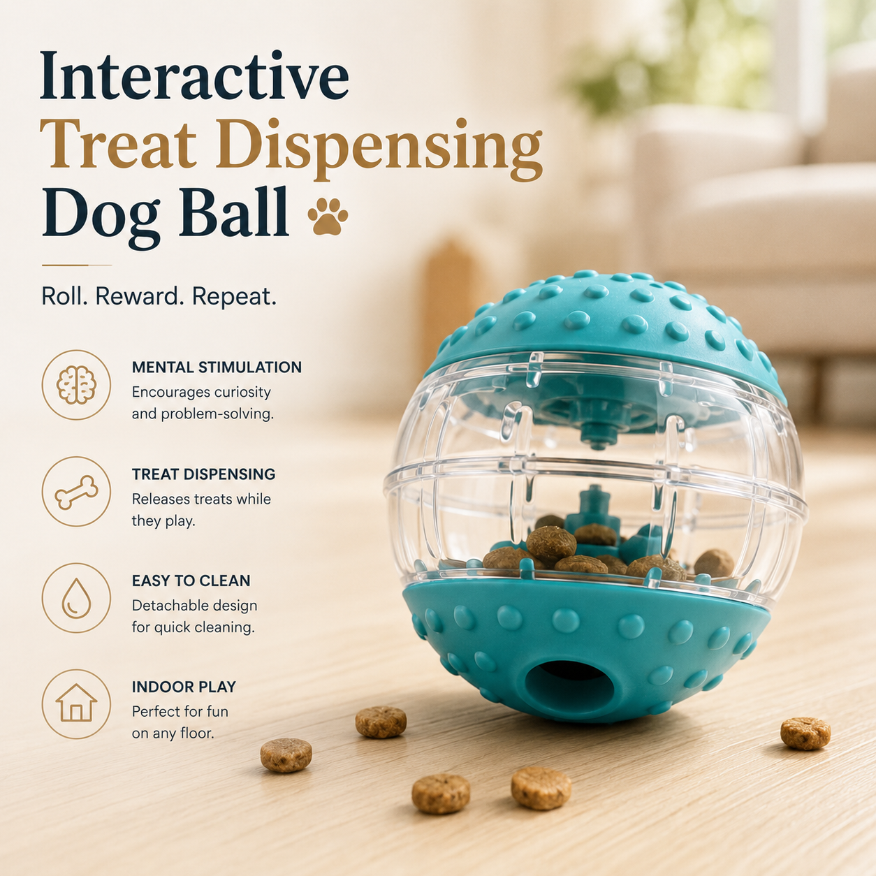Sorelvina® Interactive Treat Dispensing Dog Ball