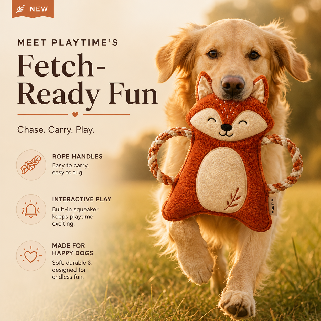Sorelvina® Squeaky Fox Dog Toy