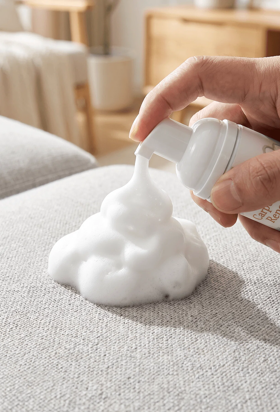 Foam cleaning fabric surface