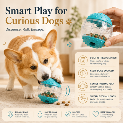 Sorelvina® Interactive Treat Dispensing Dog Ball