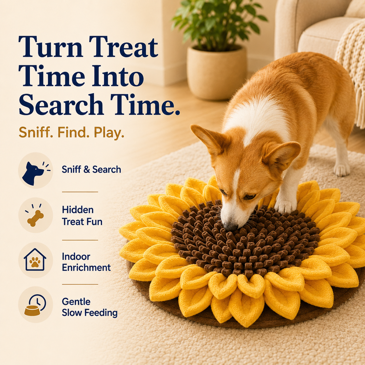 Sorelvina® Sunflower Snuffle Mat for Dogs