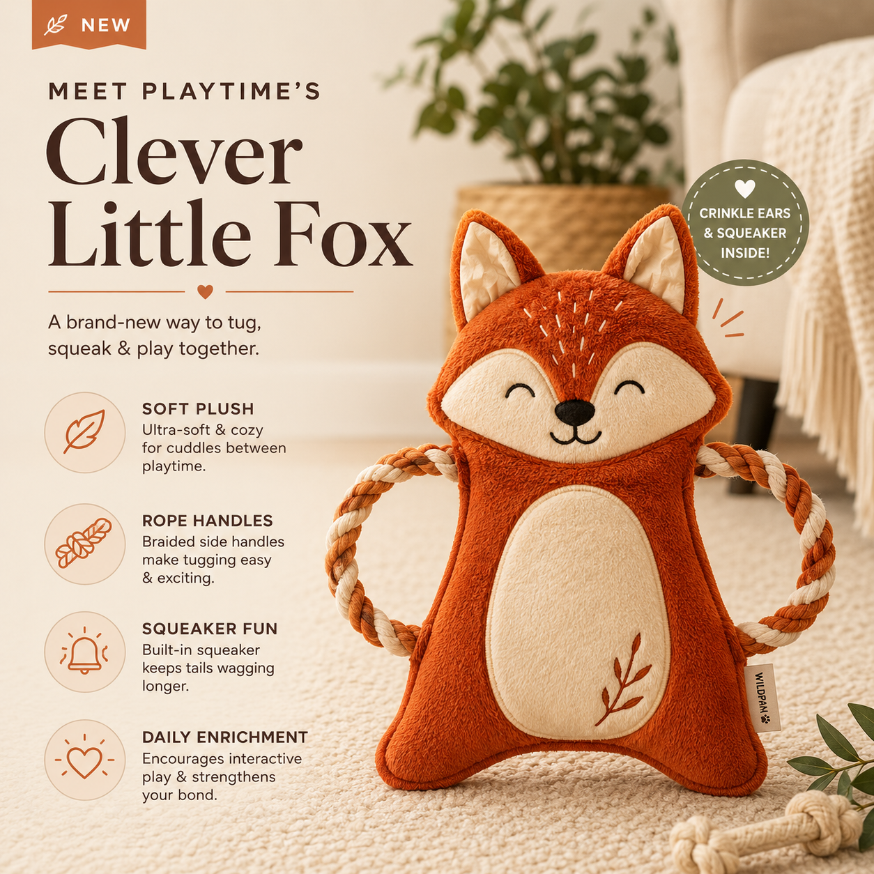 Sorelvina® Squeaky Fox Dog Toy