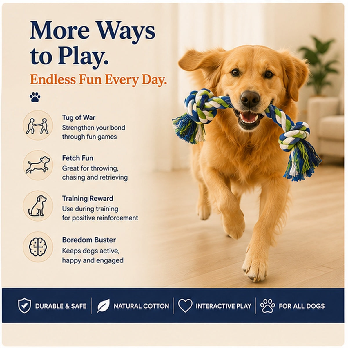 Sorelvina® Heavy-Duty Rope Tug Toy for Dogs